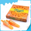 Novos produtos de pudim de gelatina com sabor de laranja e pizza grande 