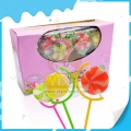 Pirulito de frutas coloridas com embalagem tipo swirl, bala dura 