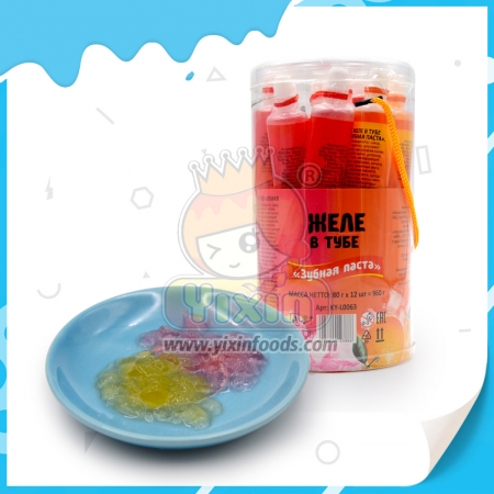 gelatina em formato de pasta de dente