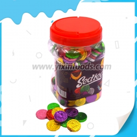 moedas de chocolate em pote