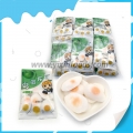 Pudim de frutas Halal em formato de meio ovo 