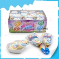 2 pirulitos coloridos de frutas e marshmallows em formato de redemoinho doce 